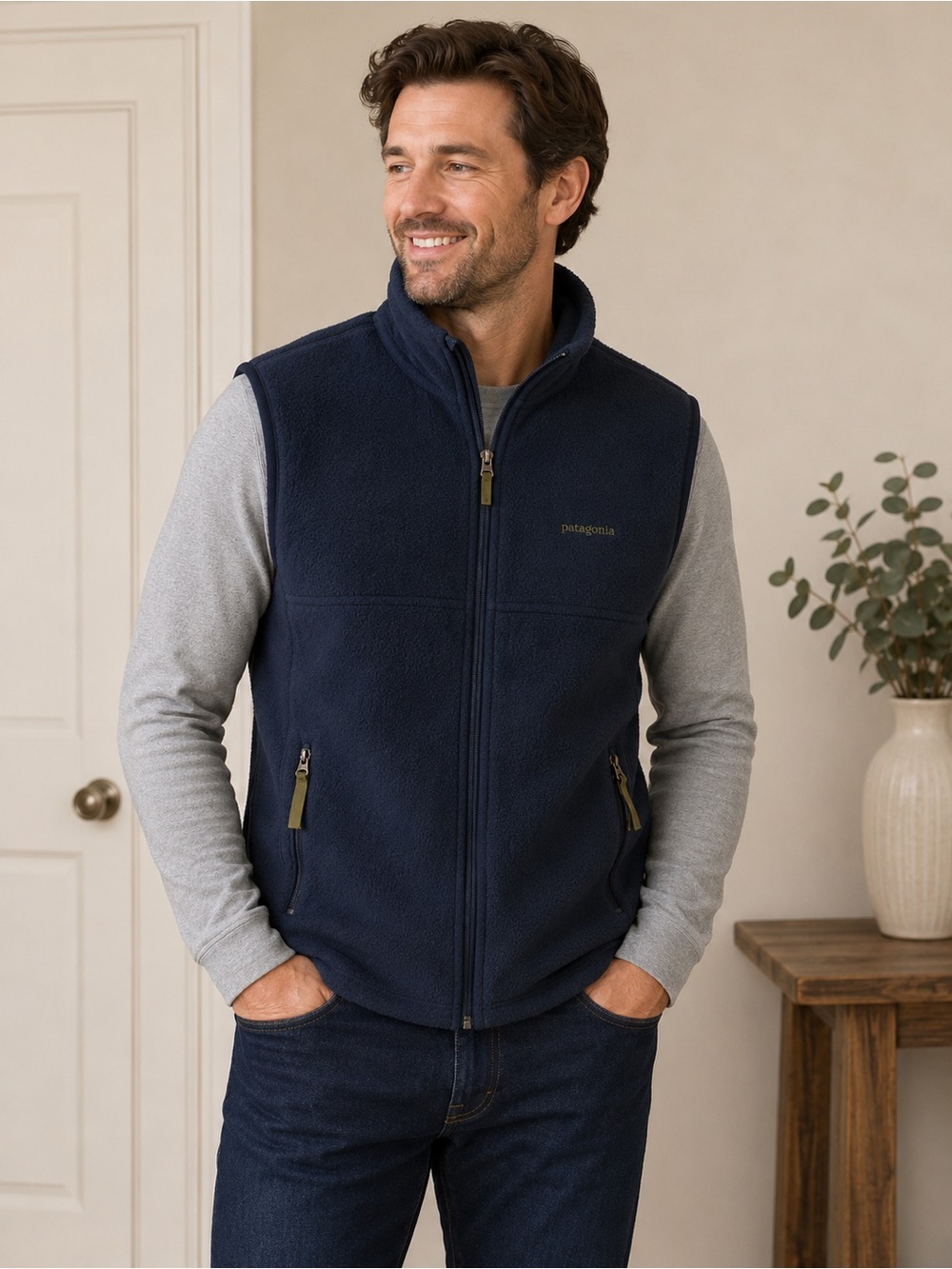 Patagonia Navy Blue Full-Zip Fleece Vest - Men's